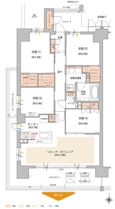 ジオ川西多田 ブライトサイト/パークサイト 間取り A type（ブライトサイト）