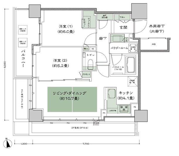 シティタワー天王寺 間取り 60B-標準 type