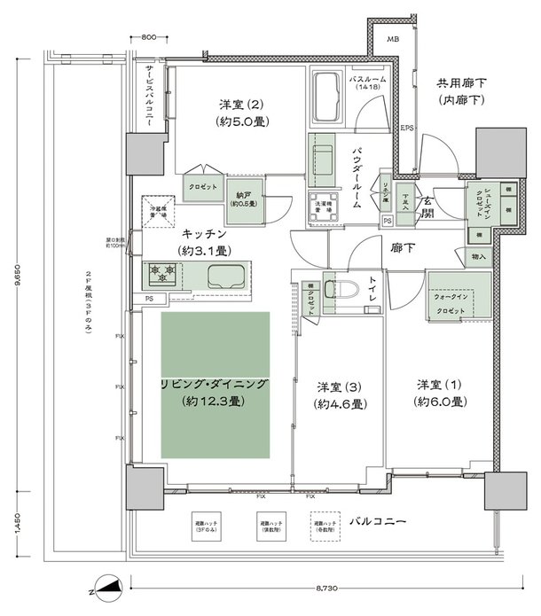 シティタワー天王寺 間取り 70A-標準 type