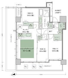 シティタワー天王寺 間取り 70A-標準 type