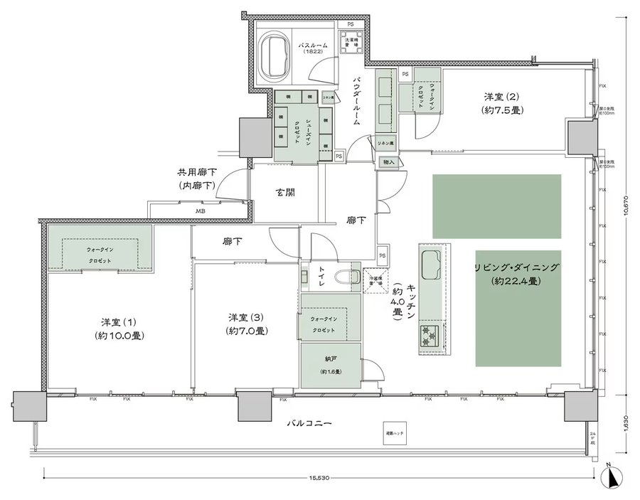 シティタワー天王寺 間取り 125A-標準 type