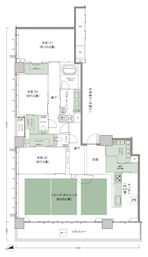 シティタワー天王寺 間取り 140A-標準 type