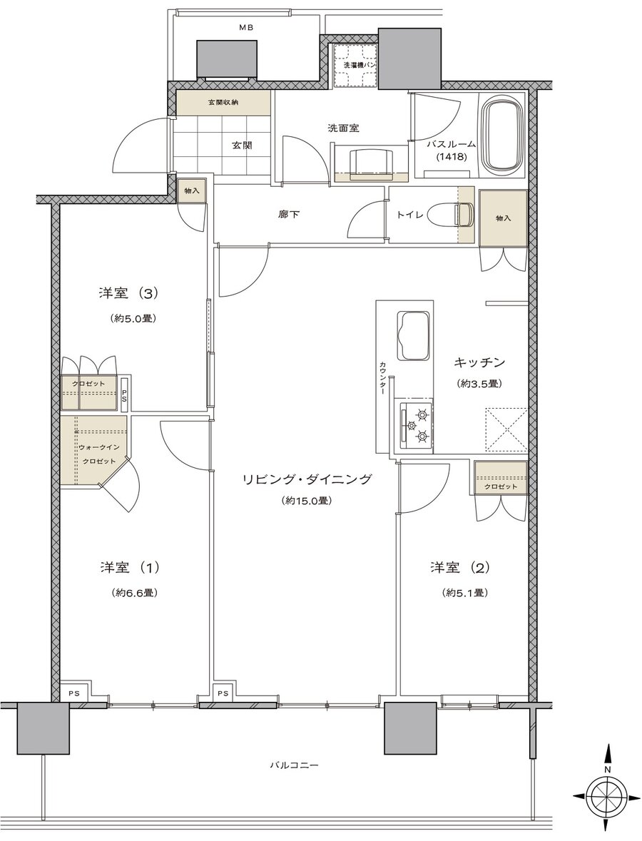 ライオンズタワー新大工町 間取り Q type
