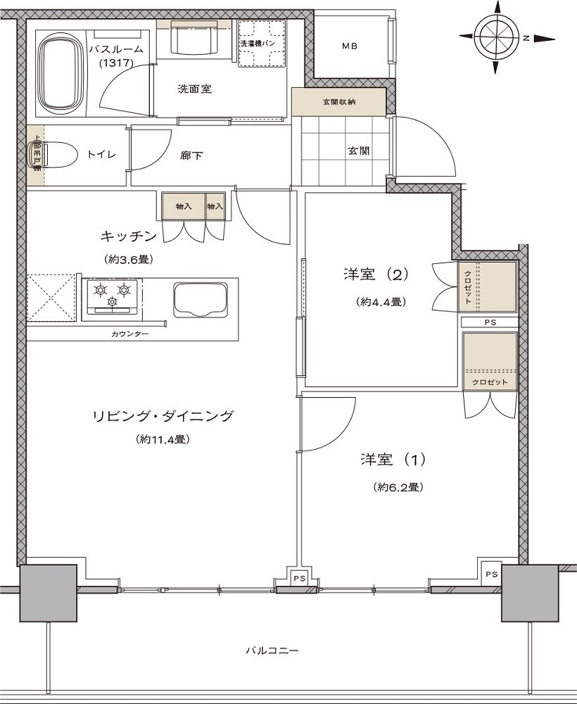 ライオンズタワー新大工町 間取り U type