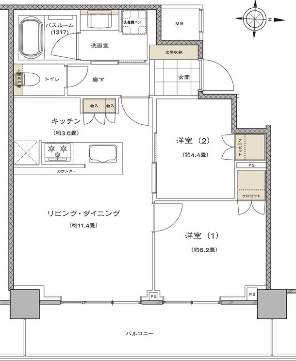 ライオンズタワー新大工町 間取り U type