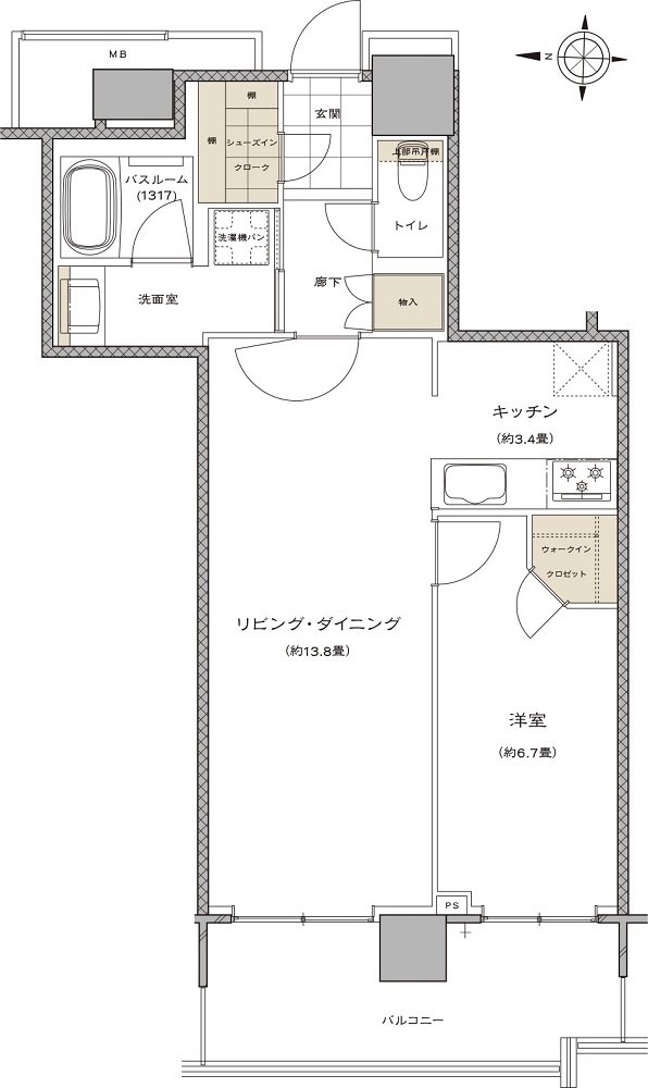 ライオンズタワー新大工町 間取り O type