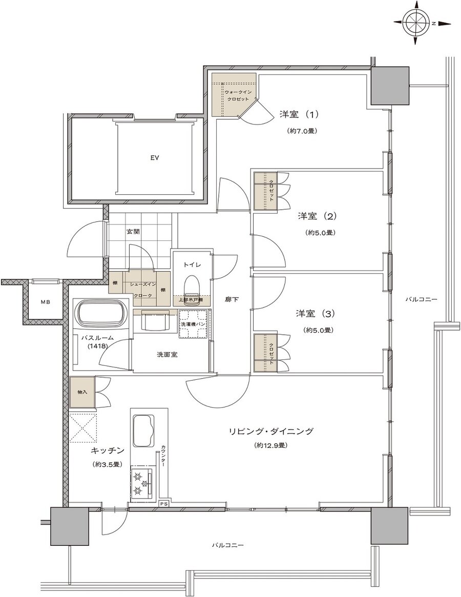ライオンズタワー新大工町 間取り K type