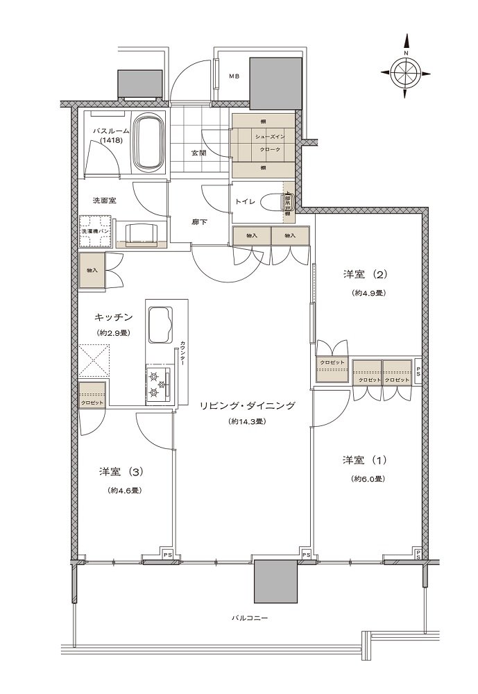 ライオンズタワー新大工町 間取り G type