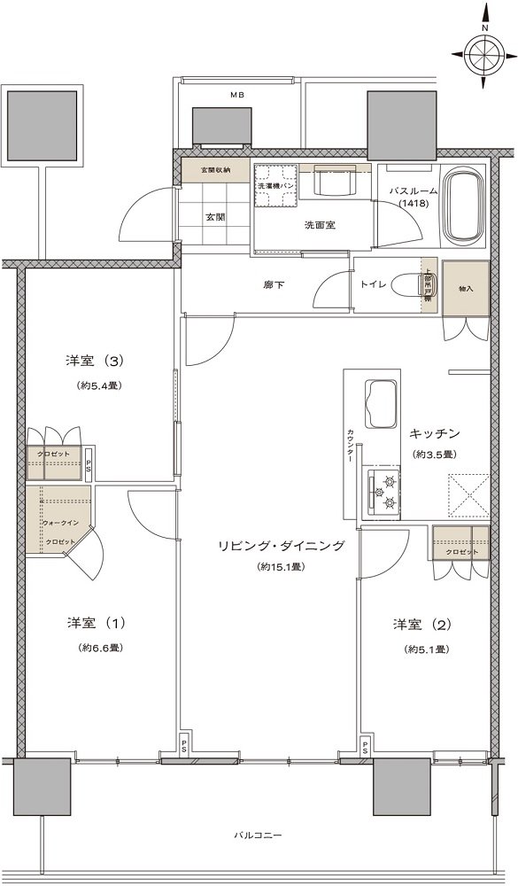 ライオンズタワー新大工町 間取り F type