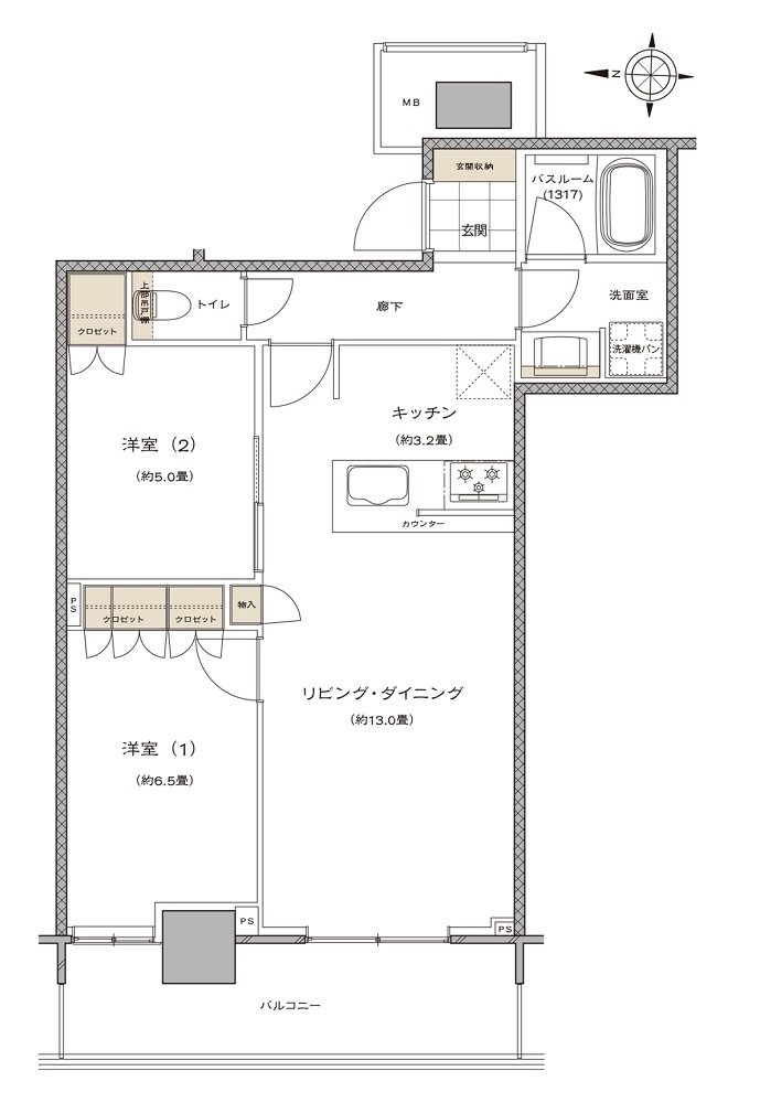 ライオンズタワー新大工町 間取り B type