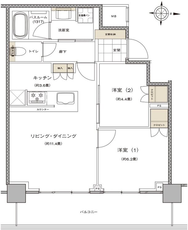 ライオンズタワー新大工町 間取り U type
