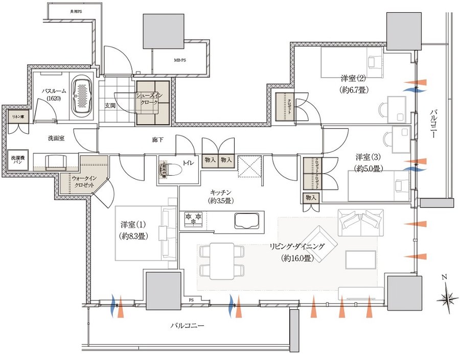 ライオンズ岐阜プレミストタワー35 間取り DI type