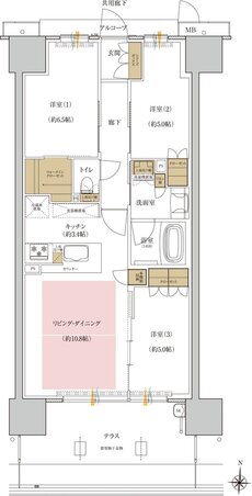 プレミスト岡山ザ・レジデンス 間取り Fg type