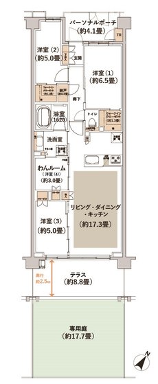 クレストレジデンス横浜 SKY VIEW SHIOMIDAI 間取り SouthCourt-Bg