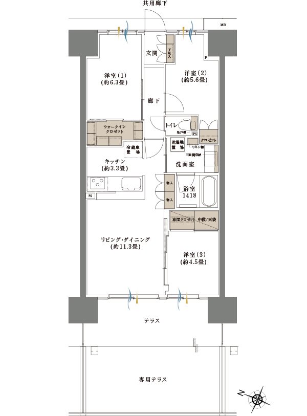 Brillia(ブリリア) Cityふじみ野 間取り C-C2’g type