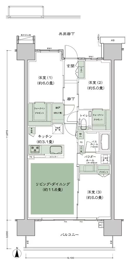シティテラス赤羽THE EAST／THE WEST 間取り B-F6-標準 type