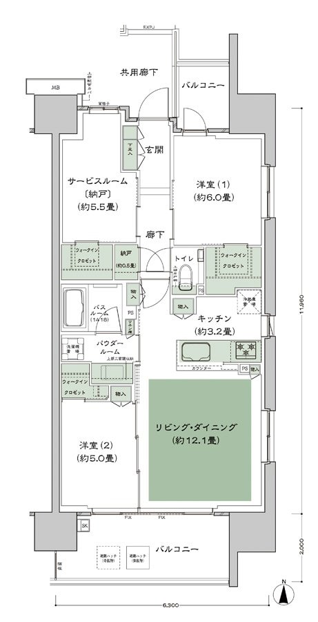 シティテラス赤羽THE EAST／THE WEST 間取り B-G-標準 type