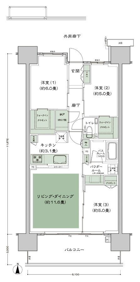 シティテラス赤羽THE EAST／THE WEST 間取り B-F4-標準 type