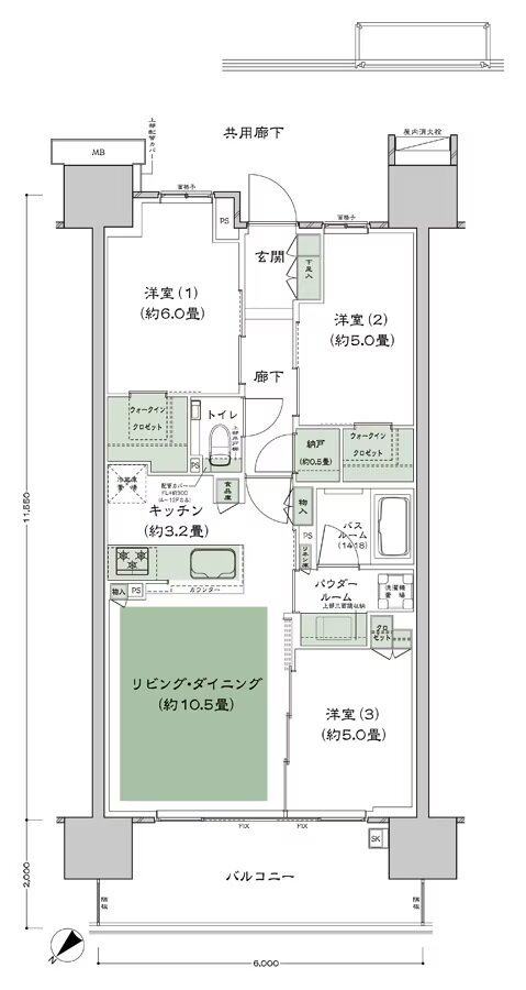 シティテラス赤羽THE EAST／THE WEST 間取り A-B5-標準 type