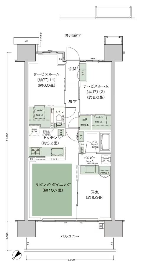 シティテラス赤羽THE EAST/THE WEST 間取り A-B3-標準 type