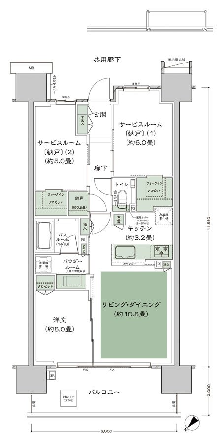 シティテラス赤羽THE EAST／THE WEST 間取り A-B1a-標準 type