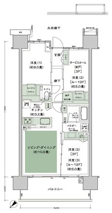 シティテラス赤羽THE EAST／THE WEST 間取り A-B5(3F)-標準 type