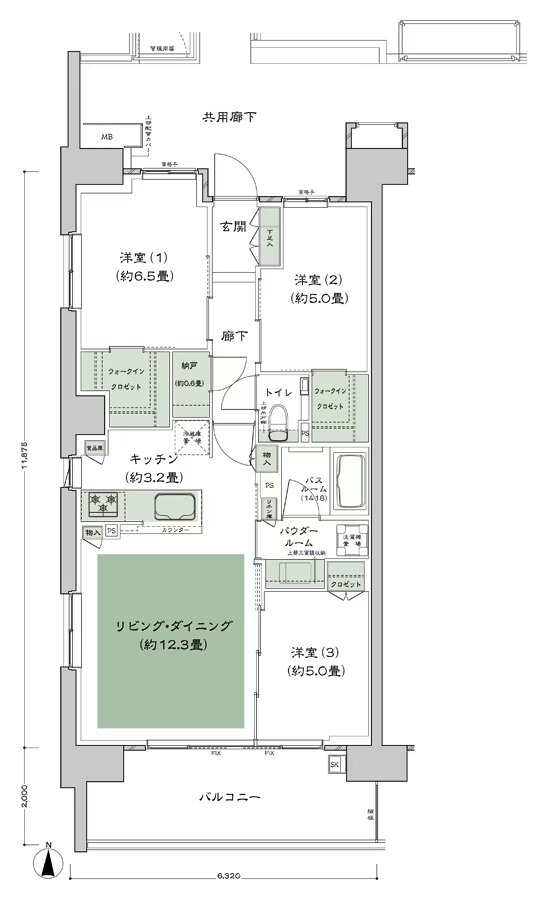 シティテラス赤羽THE EAST/THE WEST 間取り B-F1s-標準(15階) type