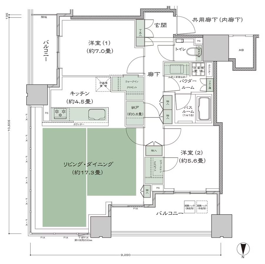 梅田ガーデンレジデンス 間取り NE-80F type