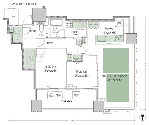 梅田ガーデンレジデンス 間取り NW-75A type