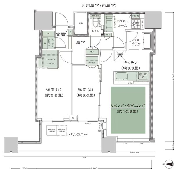 梅田ガーデンレジデンス 間取り W-60A type