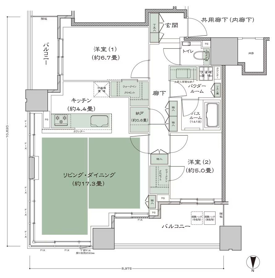 梅田ガーデンレジデンス 間取り NE-80D type