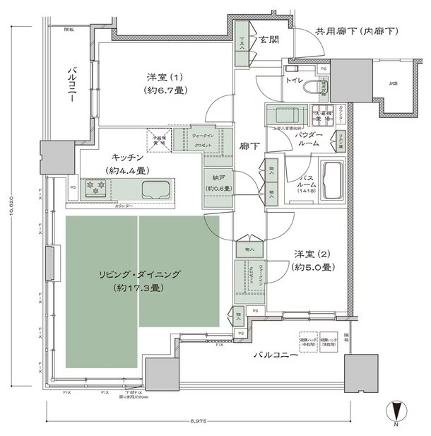 梅田ガーデンレジデンス 間取り NE-80D type