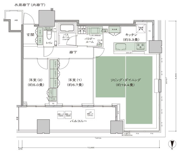 梅田ガーデンレジデンス 間取り NW-80B type