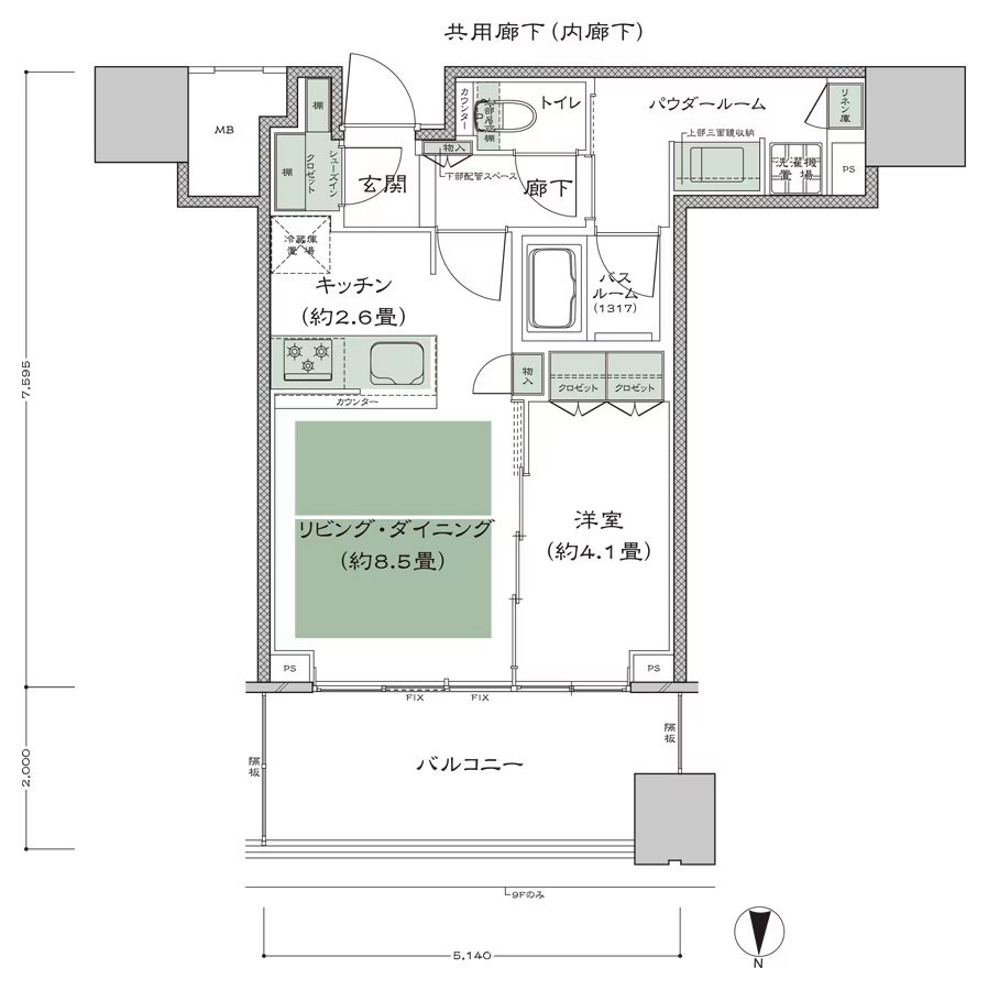 梅田ガーデンレジデンス 間取り N-40F type