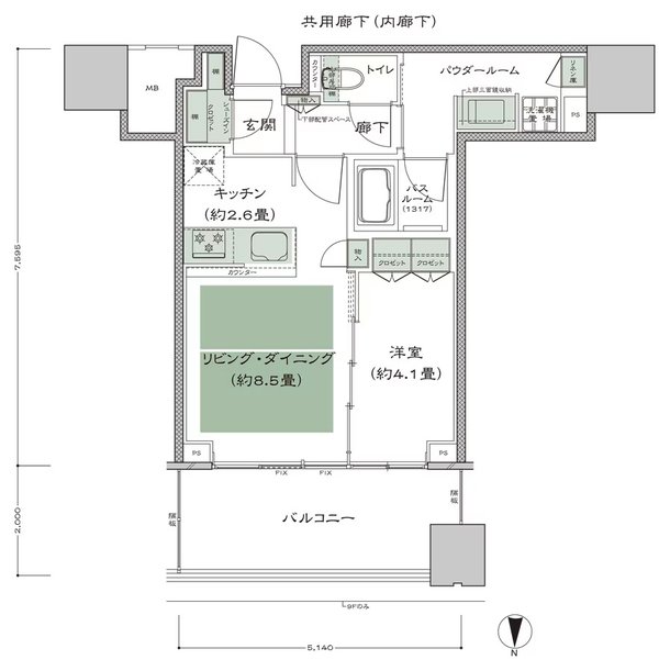 梅田ガーデンレジデンス 間取り N-40F type