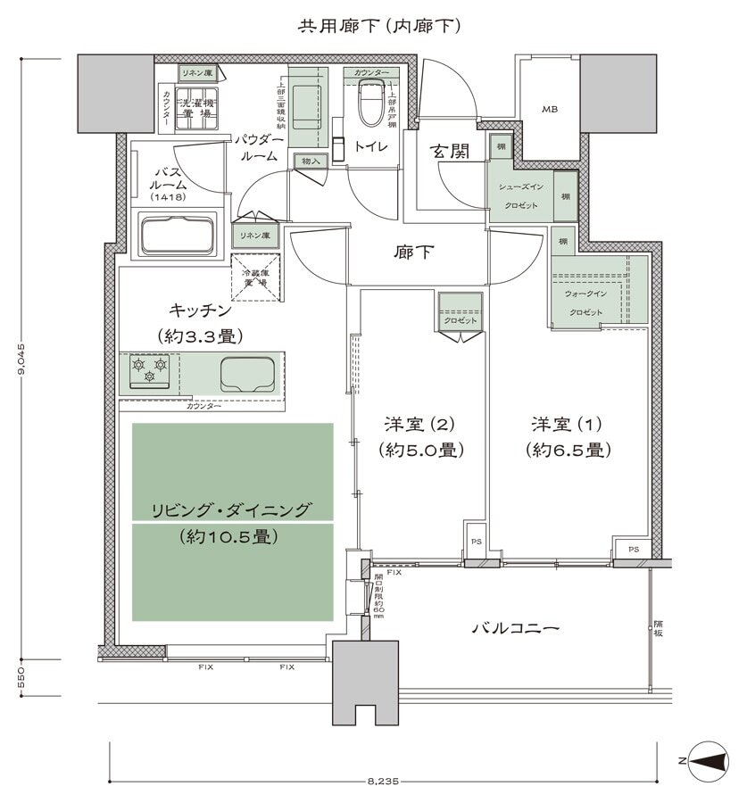 梅田ガーデンレジデンス 間取り W-60B type