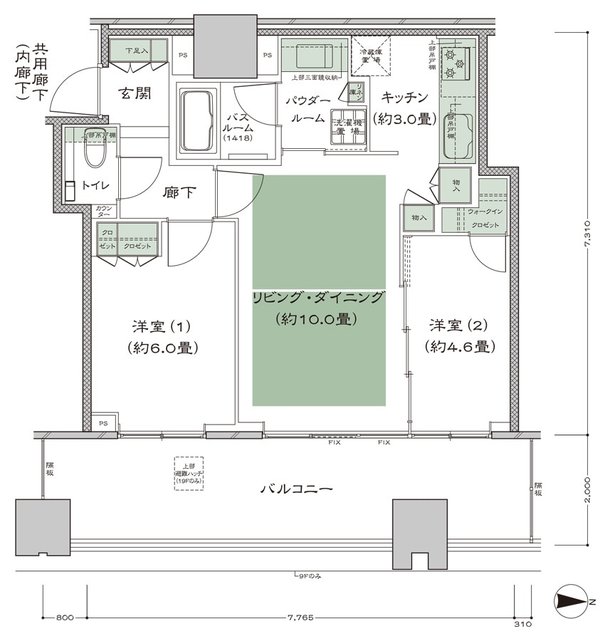 梅田ガーデンレジデンス 間取り E-55A type