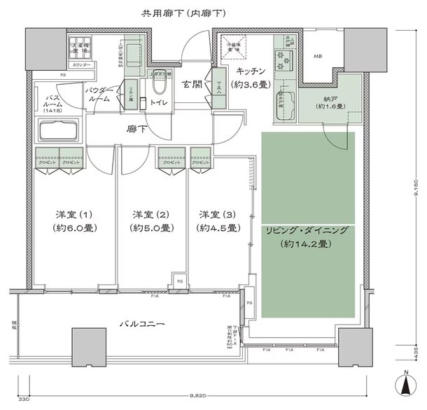梅田ガーデンレジデンス 間取り S-75D type