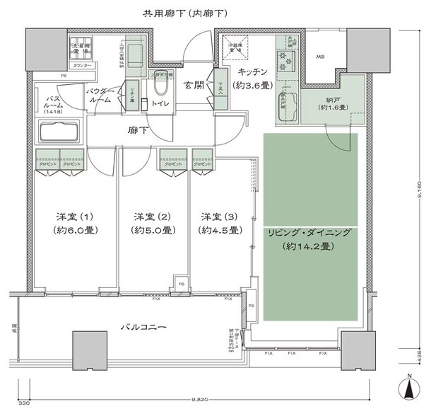 梅田ガーデンレジデンス 間取り S-75D type