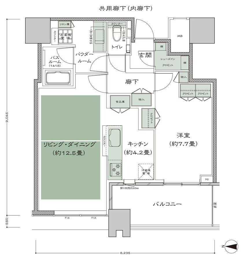 梅田ガーデンレジデンス 間取り W-60F type