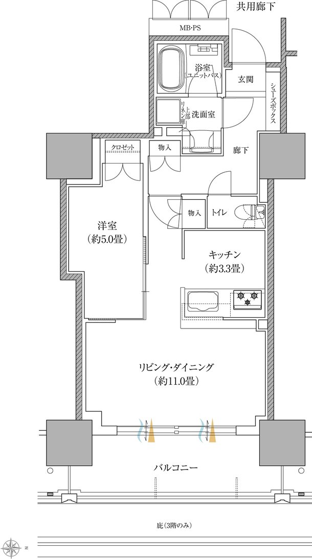 ローレルタワー堺筋本町 間取り CK タイプ