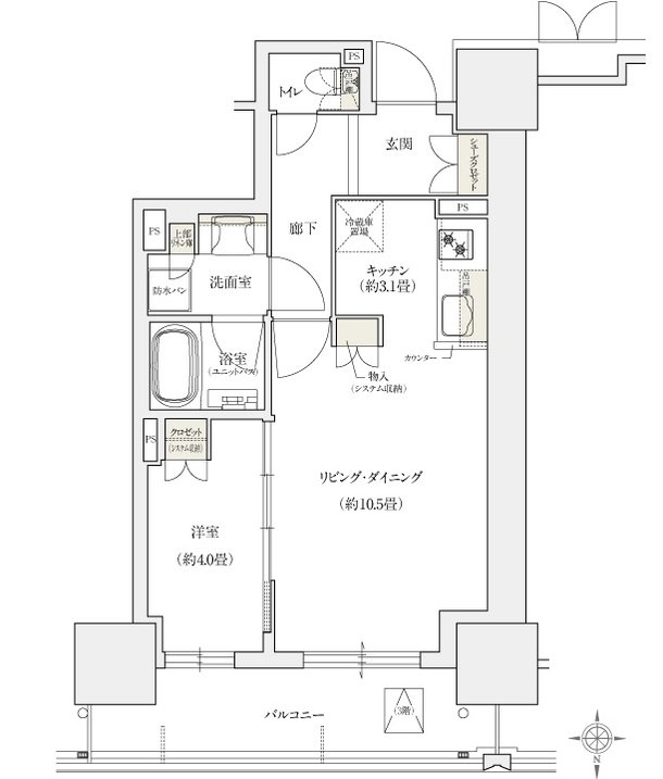 ローレルタワー堺筋本町 間取り CN タイプ