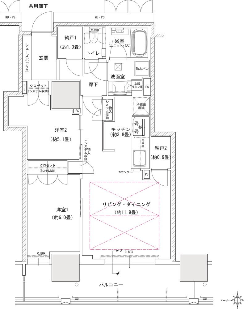 ローレルタワー堺筋本町 間取り SC タイプ