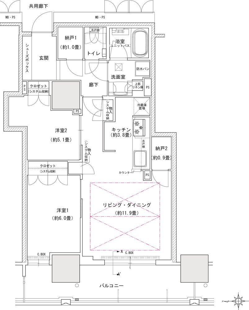 ローレルタワー堺筋本町 間取り SC タイプ