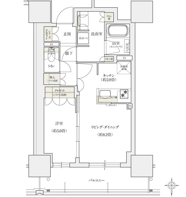 ローレルタワー堺筋本町 間取り CA タイプ（メニュー1）