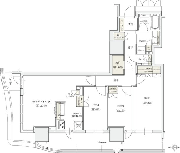 ローレルタワー堺筋本町 間取り SB タイプ