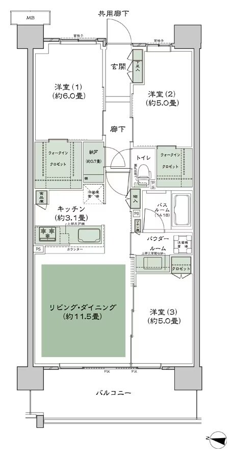 シティテラス湘南平塚 間取り B-C5-標準 type
