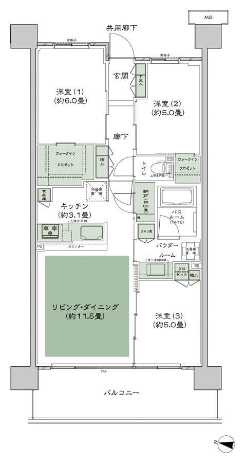 シティテラス湘南平塚 間取り B-D-標準 type
