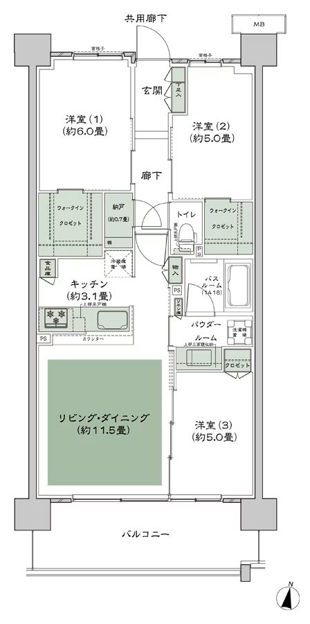 シティテラス湘南平塚 間取り D-B1'-標準 type