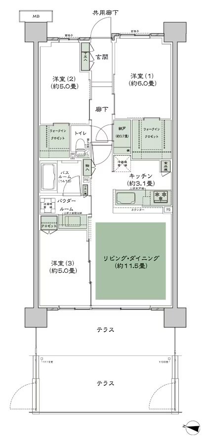 シティテラス湘南平塚 間取り B-C3t-標準 type